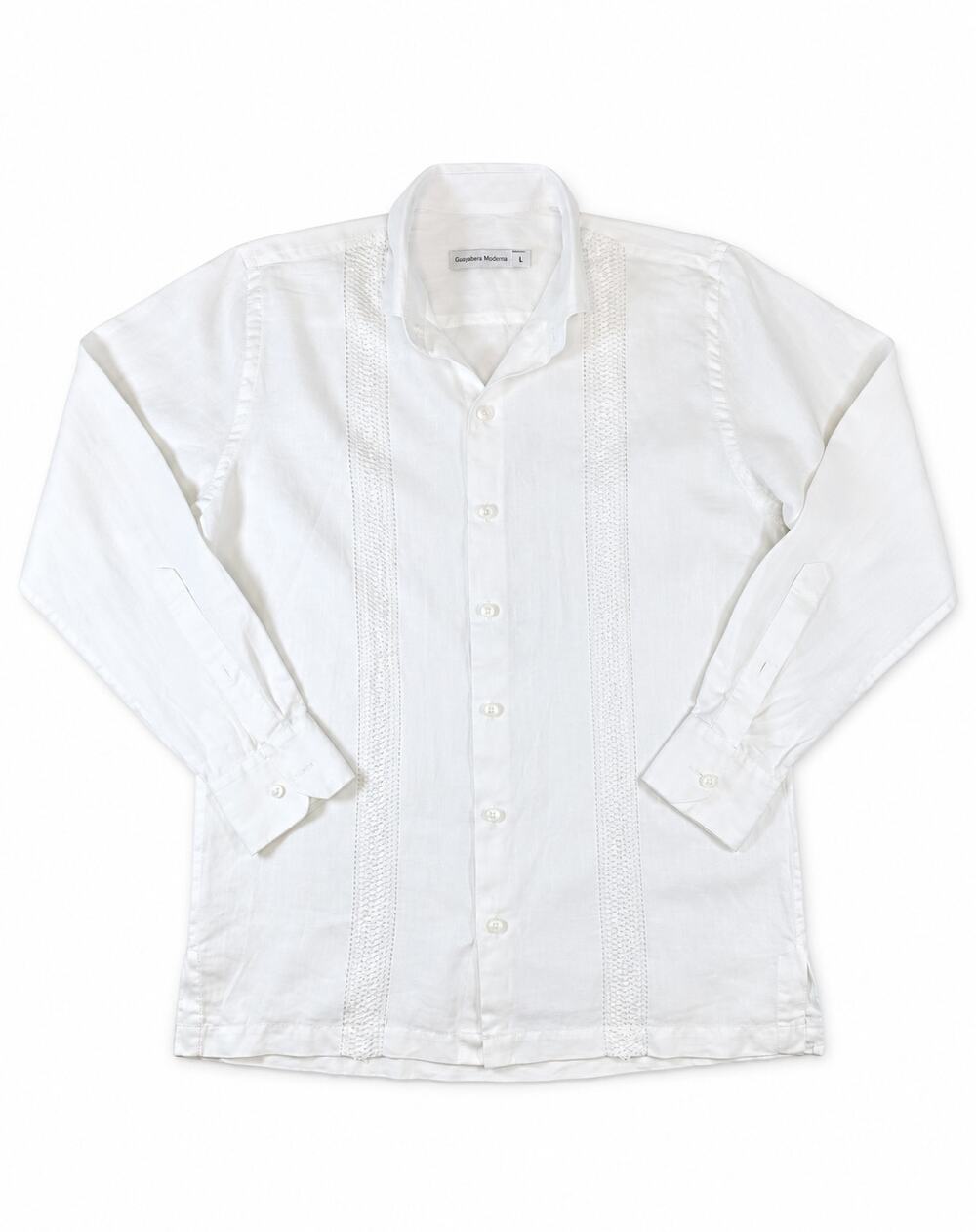 Francesca Miranda White Linen Embroidered Guayabera Shirt Men’s M